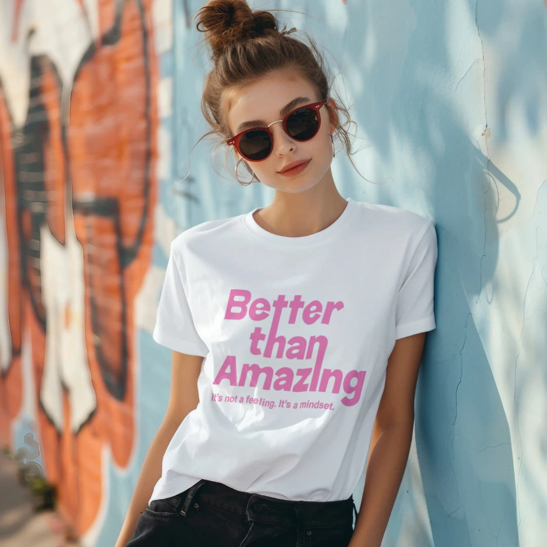 White Shirt - Pink Lettering