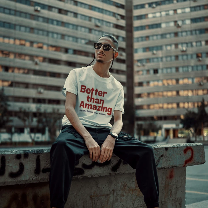 White Shirt - Red/Black Lettering